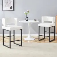 OKWISH Barkruk Set Van 2 91,4 Cm - Vierkante Zitting Met Dik Kussen - Waterafstotend Pu Leer - Metalen Poten - Wit Zwart