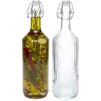 Secret De Gourmet Beugelfles / Weckfles - 2x - transparant glas - luchtdicht - 1 liter - waterfles - 8 x 31 cm