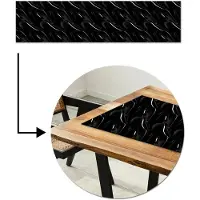 MuchoWow Tafelloper 200x50 cm - Tafelmat vinyl Lakleer - Plooien - Glans - Zwart - Tafeldecoratie - Tafelversiering - Keuken decoratie - Tafel versiering