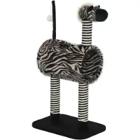 MODFU Krabpaal 93 cm, Zebra-design met kattentunnel Ø25 cm en meerdere openingen, van spaanplaat en pluche
