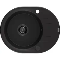 Mexen Kevin granieten spoelbak 1-komerig met afdruiprek 586 x 458 , zwart, zwarte sifon - 6517581005-77-B