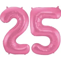 Folat Verjaardag Leeftijd folieballon - 25 jaar - roze - 86 cm - cijferballon groot