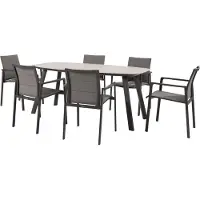 4 Seasons Outdoor Manolo Cortina dining tuinset 180x95xH75 cm 7 delig keramiek antraciet Taste 4SO