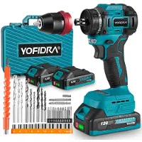 Yofidra Accuboormachine - 18V Accu Schroefboormachine - Draadloos Schroevendraaier - 21+3 Standen - 2 Snelheden - 10 mm Boorhouder - Incl. 2x accu en lader