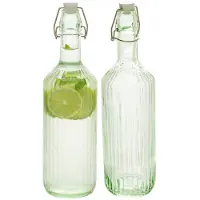 Secret De Gourmet Beugelfles / Weckfles - 2x - groen glas - luchtdicht - 1 liter - waterfles - 8 x 31 cm