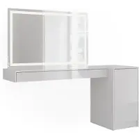 Vicco Kaptafel met licht Sherry Wit 160.2 cm met LED-spiegel en deurmodule, Model 59577