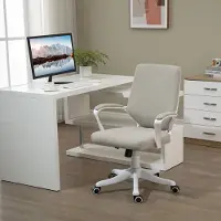 STILVORA Bureaustoel 62 X 69 X 92 100 Cm - Ergonomisch Met Lendensteun En Hoogteverstelling - Voor Kantoor En Thuiswerk - Polyester - Beige