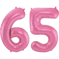 Folat Verjaardag Leeftijd folieballon - 65 jaar - roze - 86 cm - cijferballon groot