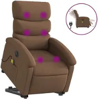 vidaXL Sta-op-massagestoel elektrisch verstelbaar stof bruin