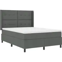 vidaXL LED Box Spring Bed met hoofdeinde Donkergrijs 140 x 190 cm Stof