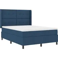 vidaXL LED Box Spring Bed met hoofdeinde Blauw 140 x 190 cm Stof