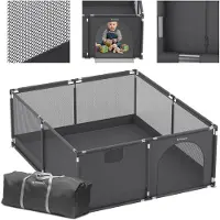Huzaro Cozy 25 - Grondbox / baby box / kinderbox - 150x180 cm - voor binnen en buiten - grafiet - ademend gaas - EN71 gecertificeerd - 6 tot 36 maanden - Graphite