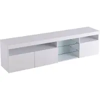 MODFU TV-meubel 180x35x48 cm van MDF en glaslaminaat, wit hoogglans fronten met variabele LED