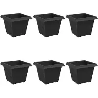vidaXL Vierkante Bloempot 6 st Zwart 20 x 20 x 16 cm Kunststof