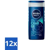 Nivea Men – Douchegel – Ultra Charge – 250 ml - Voordeelverpakking - 12 stuks
