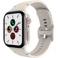 Cazy horlogebandje geschikt voor Apple Watch Bandje (ActiveFlex) - Smartwatchbandjes - Universeel bandje geschikt voor Apple 44/45/46/49 mm - Ivory