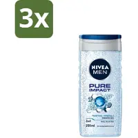 Nivea Men – Douchegel – Pure Impact – 250 ml - Bulkverpakking - 3 stuks