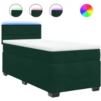vidaXL Boxspring met matras fluweel donkergroen 90x190 cm