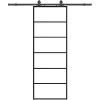 vidaXL Schuifdeur met beslagset 76x205 cm ESG glas zwart