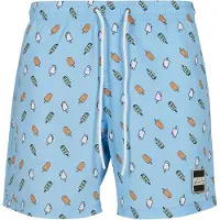 Urban Classics Zwemshorts lichtblauw / geel / wit