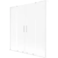 Mexen Velar L Duo badwand scherm 2-delig schuifbaar 150 x 150 cm, ijsglas, wit - 896-150-003-32-20