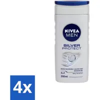 Nivea Men – Douchegel – Silver Protect – 250 ml - Voordeelverpakking - 4 stuks