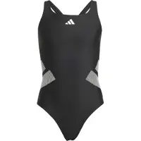Adidas Sportieve badmode 'Logo C-back Swimsuit' grijs / zwart / wit