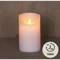 Anna's Collection LED Stompkaars Met Timer Rustiek Wit D 7,5 H 12,5 Cm