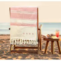 Yoursurprise Geborduurde hamamdoek - Roze - 210 x 203 cm