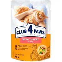 Club 4 paws premium adult turkey in jelly pouch kattenvoer 24x85 gr