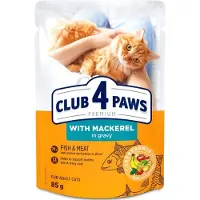Club 4 paws premium adult mackerel in gravy pouch kattenvoer 24x85 gr
