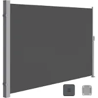 Songmics Uitschuifbare zijluifel met grondbevestiging, Rook grijs / 160 x 300 cm