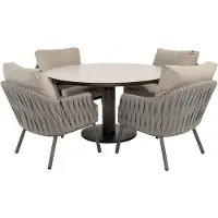 Taste by 4 Seasons Cannes tuinset 5-delig - Sarah lage tuintafel Ø130 cm - terre ceramic print