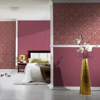 Profhome Ton sur ton behang 306836-GU textiel behang gestructureerd tun sur ton mat purper 5,33 m2