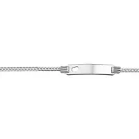 The Jewelry Collection Zilver Gerhodineerde Graveerarmband hart gourmet plaat 4 1329657 13 cm