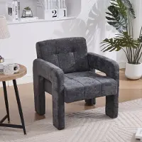 OKWISH Fauteuil – 1-Zits Gevoerde Chenille Fauteuil – Ergonomische Armleuningen & 230KG Draagkracht – Voor Woonkamer Of Kantoor – Grijs