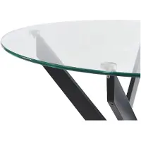 Vente-unique Ronde eettafel 2 personen van gehard glas en zwart metaal - Transparant - COSIMA