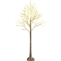 Costway 150 cm LED-lichtboom, berkenboom met warmwitte LED-lampjes, kunstkerstboom, dennenboom, kerstboom, kunstboom, decoratieve boom