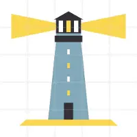 IXXI The Lighthouse - blue, Studio Kars + Boom - 100 x 100 cm - Gratis ophangtool - Grote wanddecoratie en posters - Grafisch Ontwerp, Geometrische