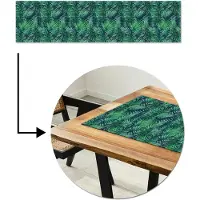 MuchoWow Tafelloper 200x50 cm - Tafelmat vinyl Blauw - Palmbladeren - Afsnijding - Tafeldecoratie - Tafelversiering - Keuken decoratie - Tafel versiering