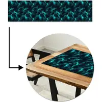 MuchoWow Tafelloper 200x50 cm - Tafelmat vinyl Turquoise - Bliksem - Wolken - Tafeldecoratie - Tafelversiering - Keuken decoratie - Tafel versiering