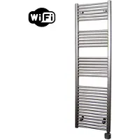 Sanicare Electrische wifi radiator hpw carini 172x45 cm inox-look met thermostaat zwart rechtsonder