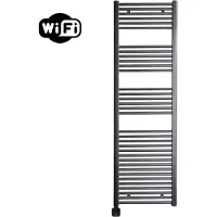 Sanicare Electrische wifi radiator hpw carini 172x45 cm gunmetal met thermostaat zwart linksonder