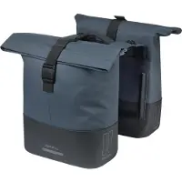 Basil Cove - Dubbele fietstas - 28-32 liter - Incl. MIK adapterplaat - Waterafstotend - Reflectie details - Gerecycled materiaal - blauw/zwart