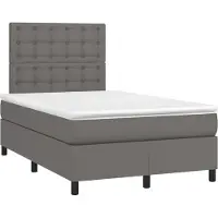 vidaXL Boxspring met matras kunstleer grijs 120x190 cm