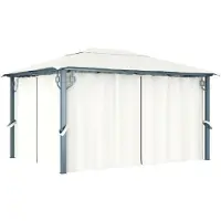 Syfax Prieel met gordijn 400x300 cm aluminium crème