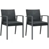 vidaXL Tuinstoelen 2 st met kussens 56,5x57x83 cm poly rattan zwart