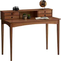 Idimex Bureau MILANO met 4 lades van massief hout – kastanjekleurig
