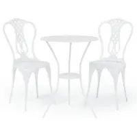 vidaXL 3-delige Bistroset gietaluminium wit
