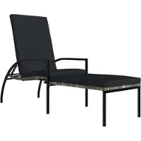 Syfax Ligbed met voetensteun polyetheen rattan grijs